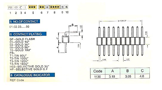  1.27*2.54mm PH03C1 Series Pin Header