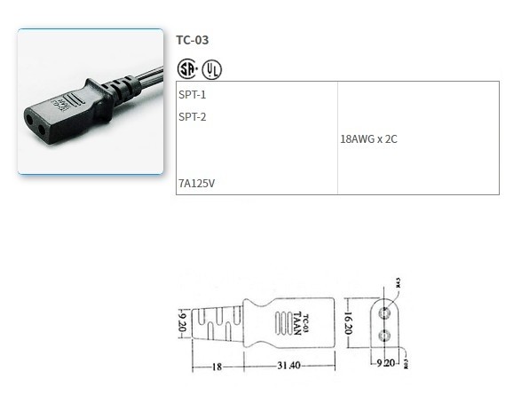 TC-03 UL/CSA Standard Power Supply Cords